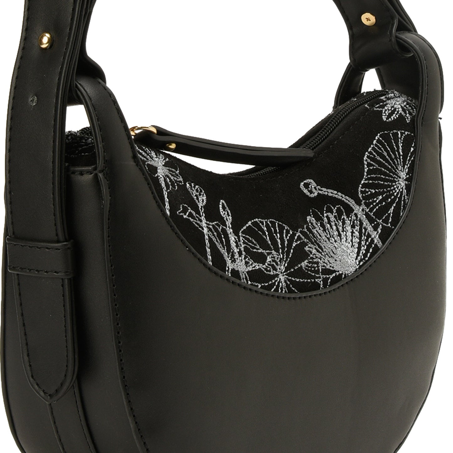 Handbag Black with embroidery