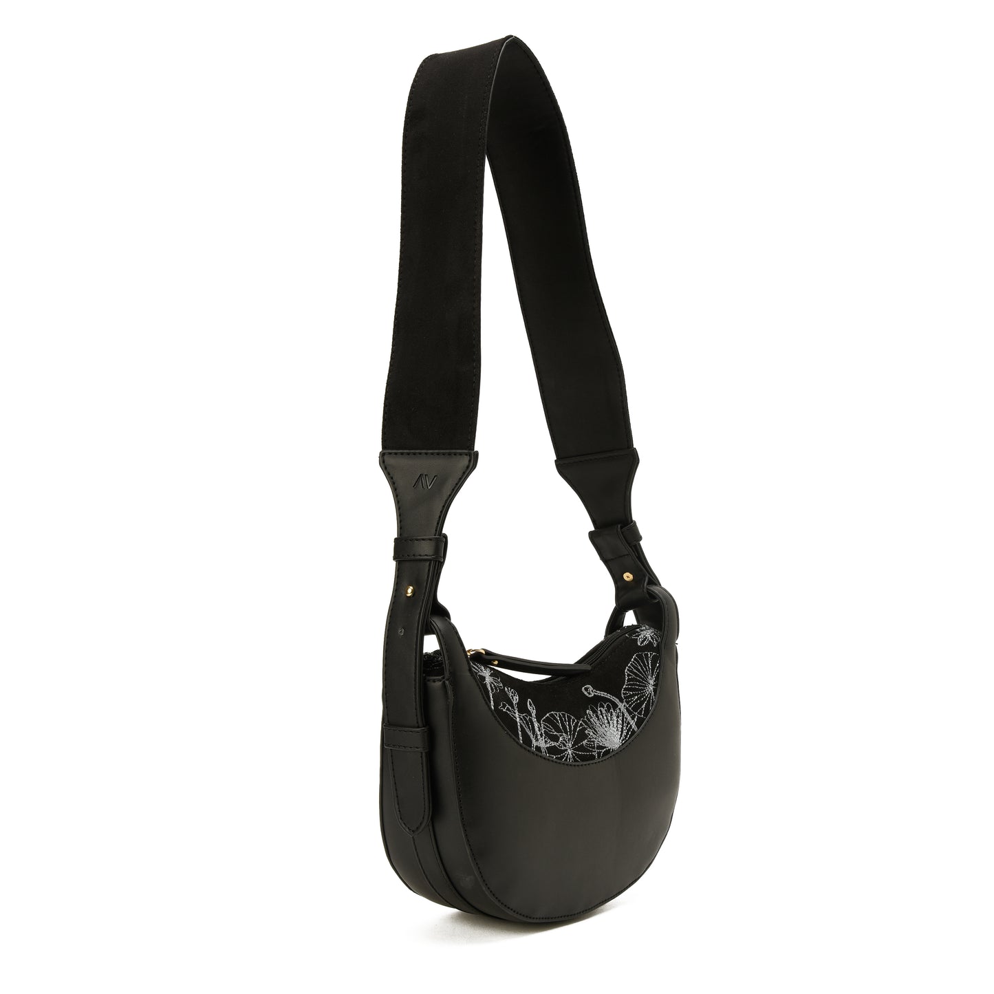 Handbag Black with embroidery