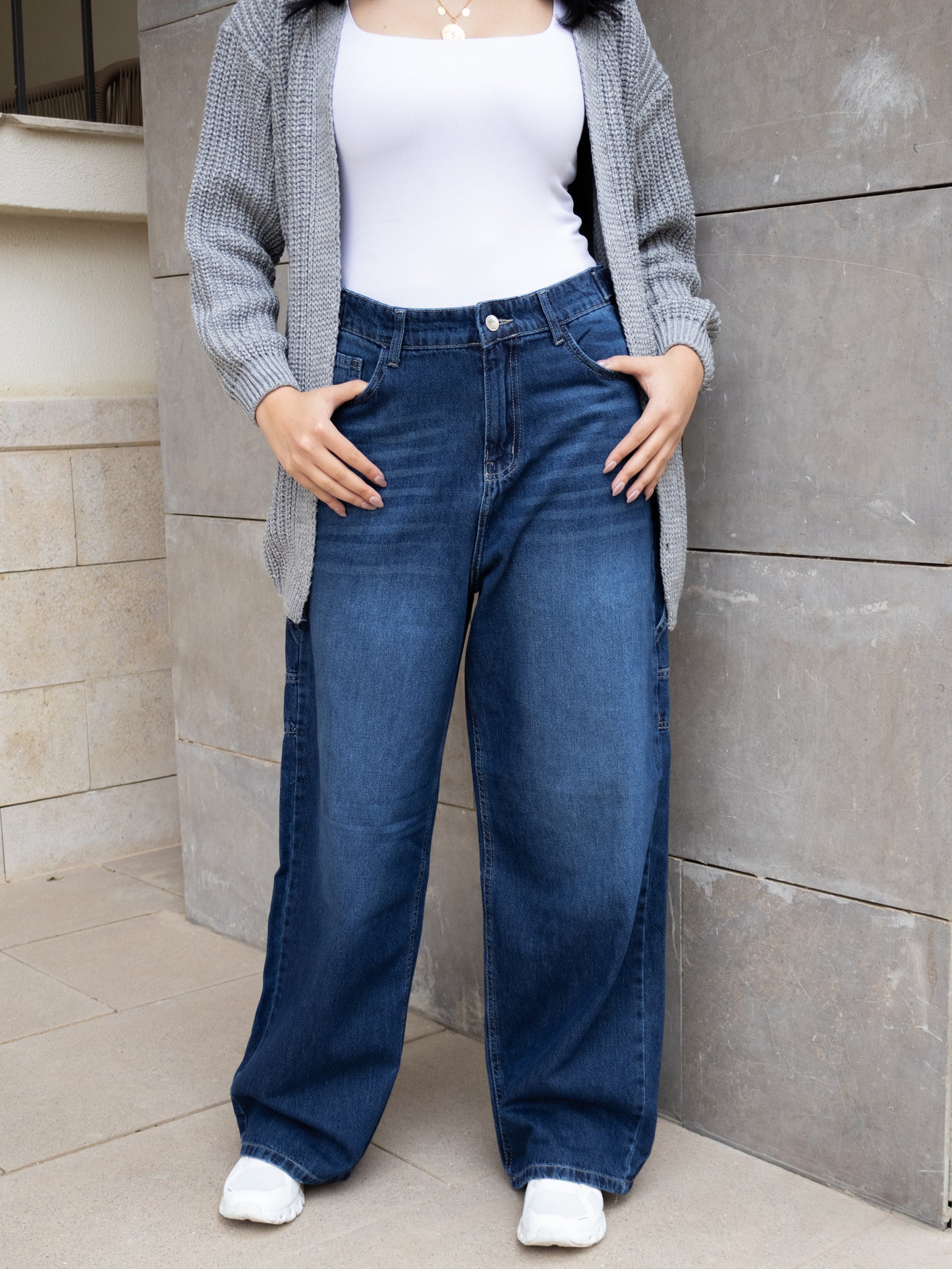 Navy Blue Cargo Jeans - PAVO Egypt