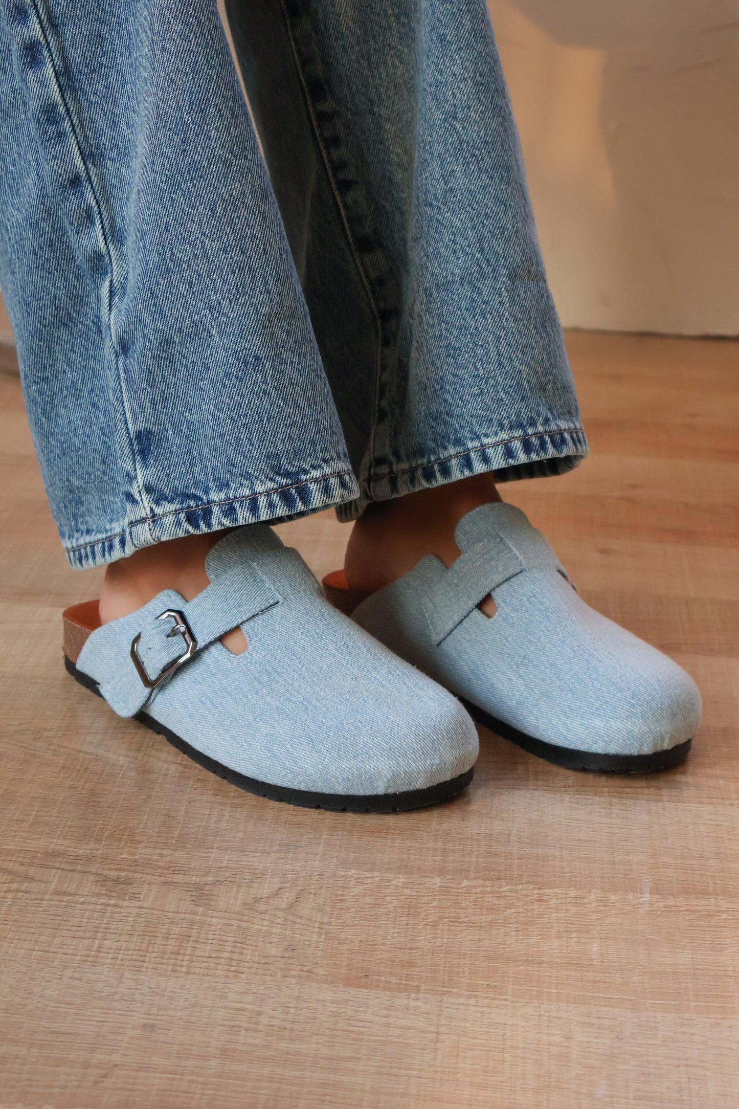 Light Blue denim mule - PAVO Egypt