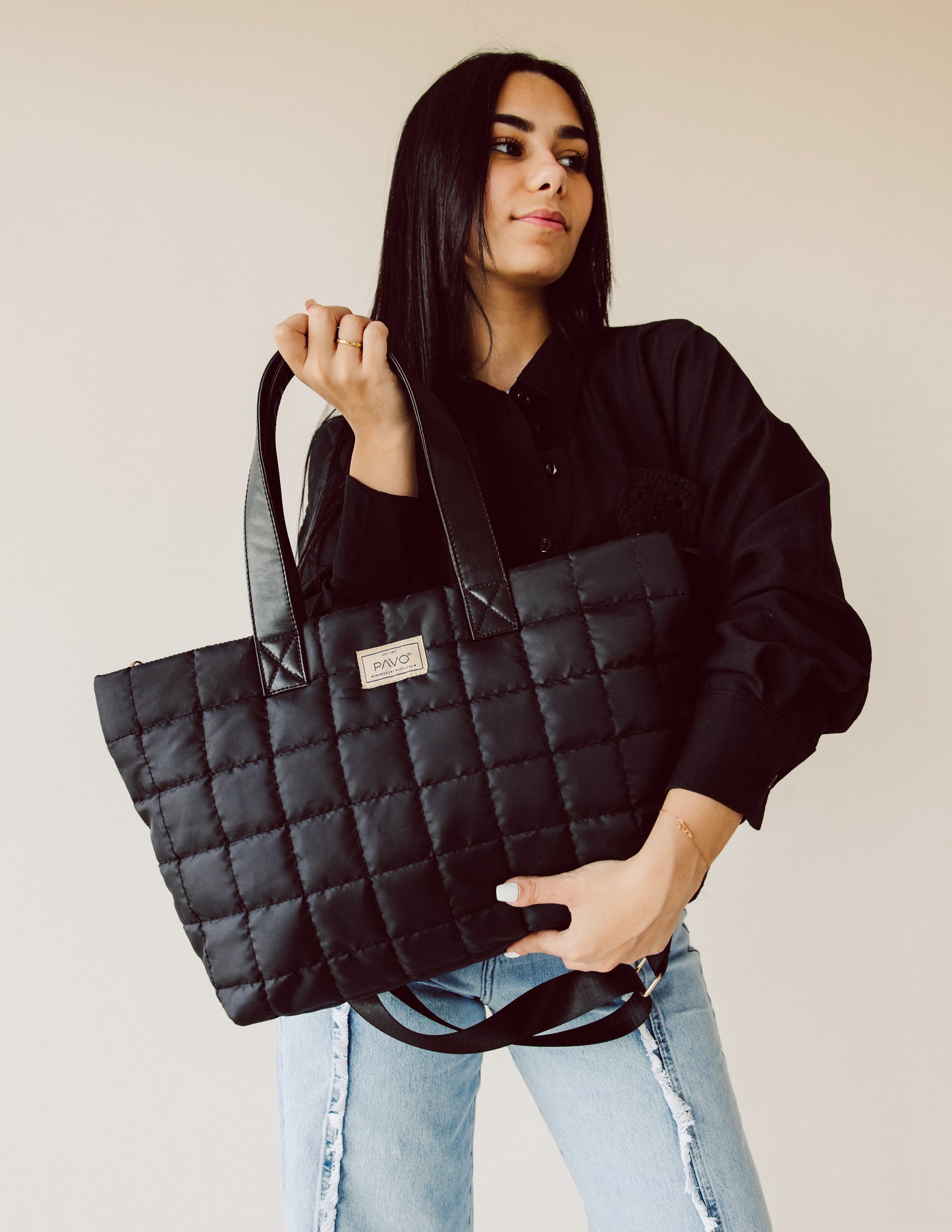 Black Tote Bag Handbag - PAVO Egypt