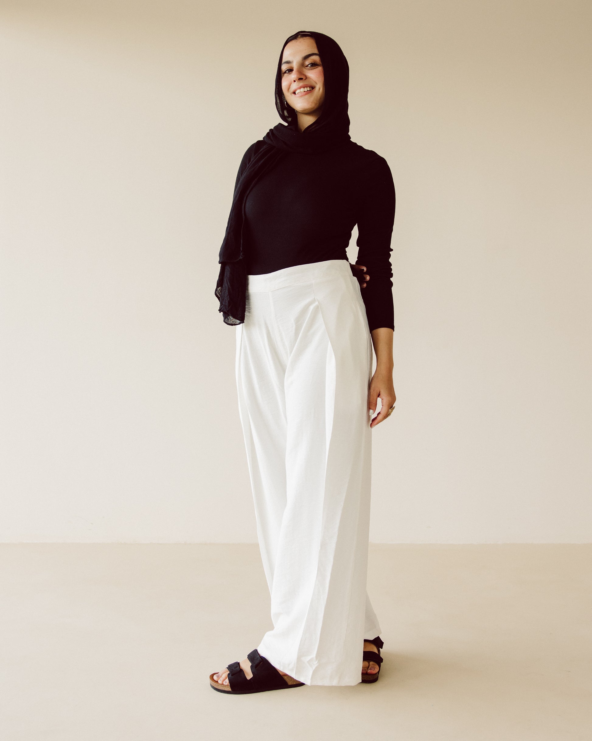 White wide leg pants - PAVO Egypt
