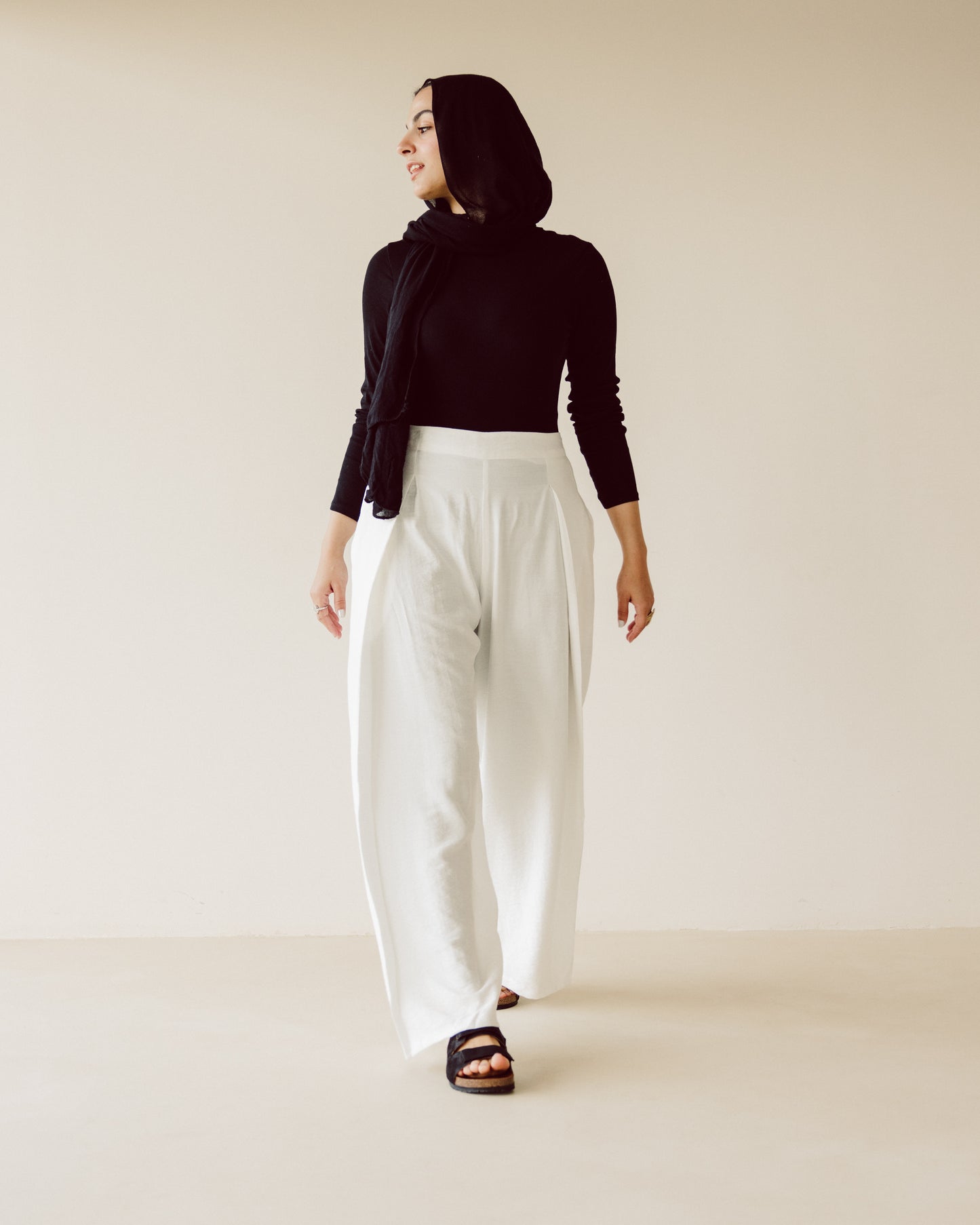White wide leg pants - PAVO Egypt