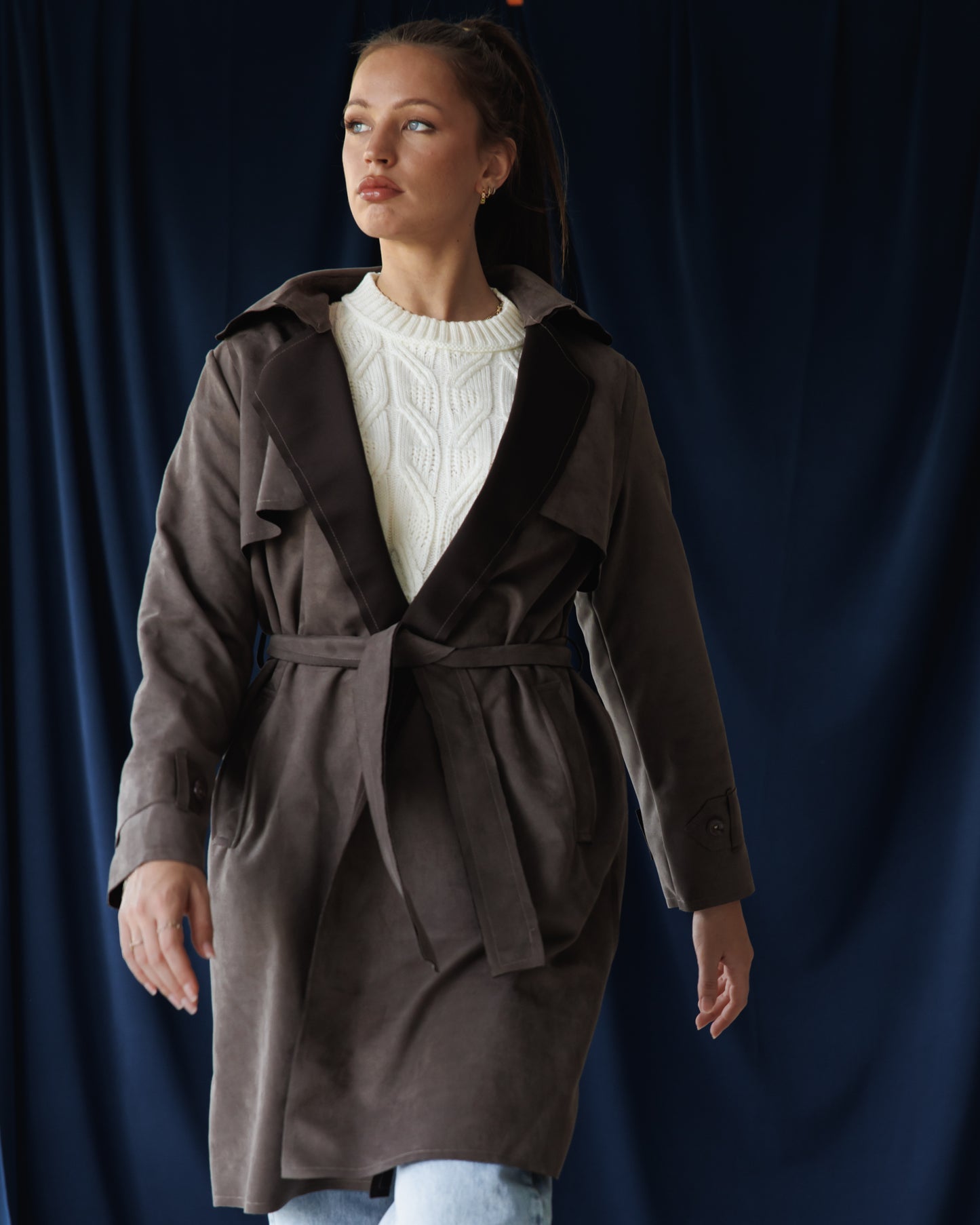 Grey Suede Trench coat