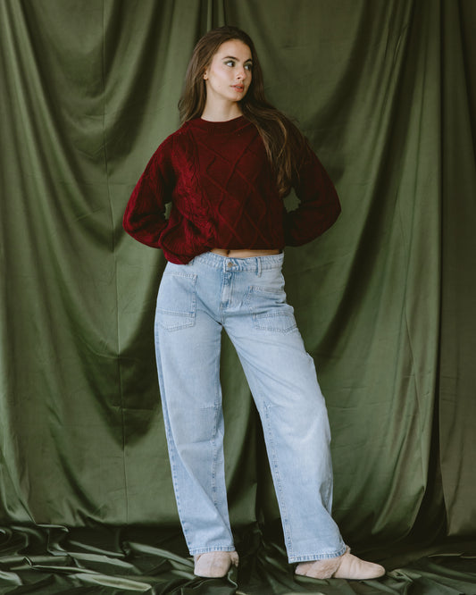 Light blue jeans ballon  with multi pockets - PAVO Egypt