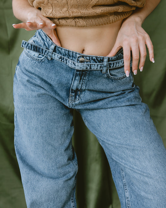 Dark blue Slim Belt jeans - PAVO Egypt