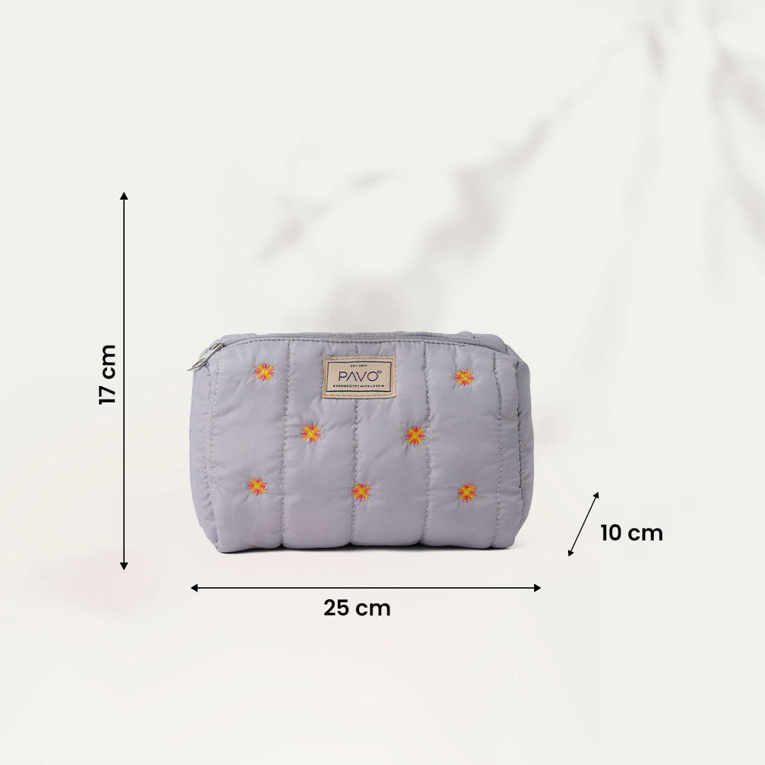 Makeup Bag Blooms Grey - PAVO Egypt