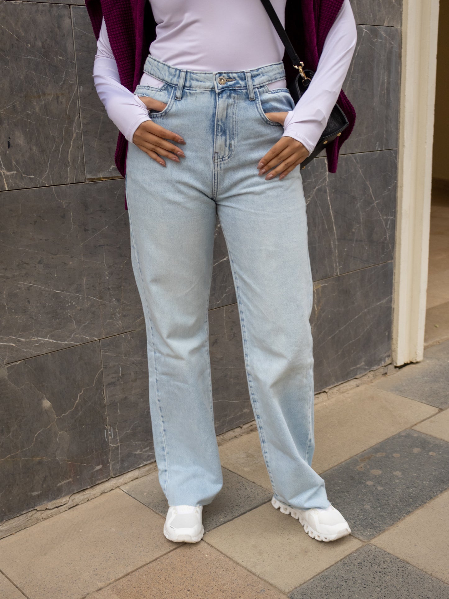 Cut out light blue jeans - PAVO Egypt