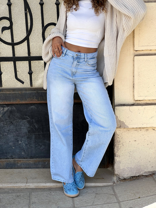 Light Blue Wide Leg jeans - PAVO Egypt