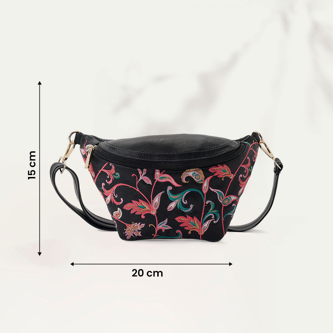 Fanny pack Black with colorful Flowers pavoegypt