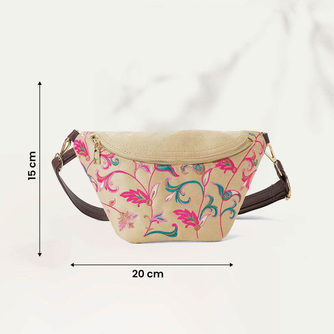 Fanny pack off white with embroidery pavoegypt