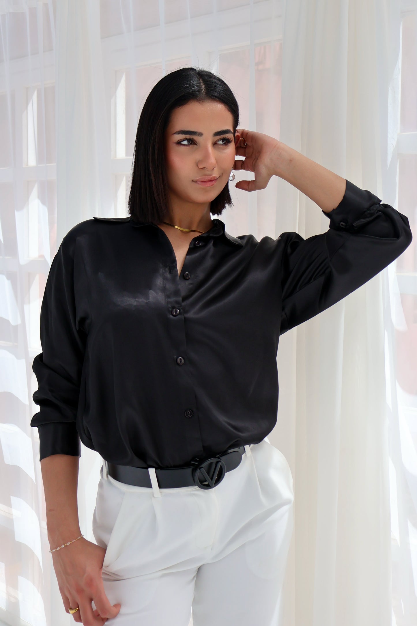 Black Satin Shirt