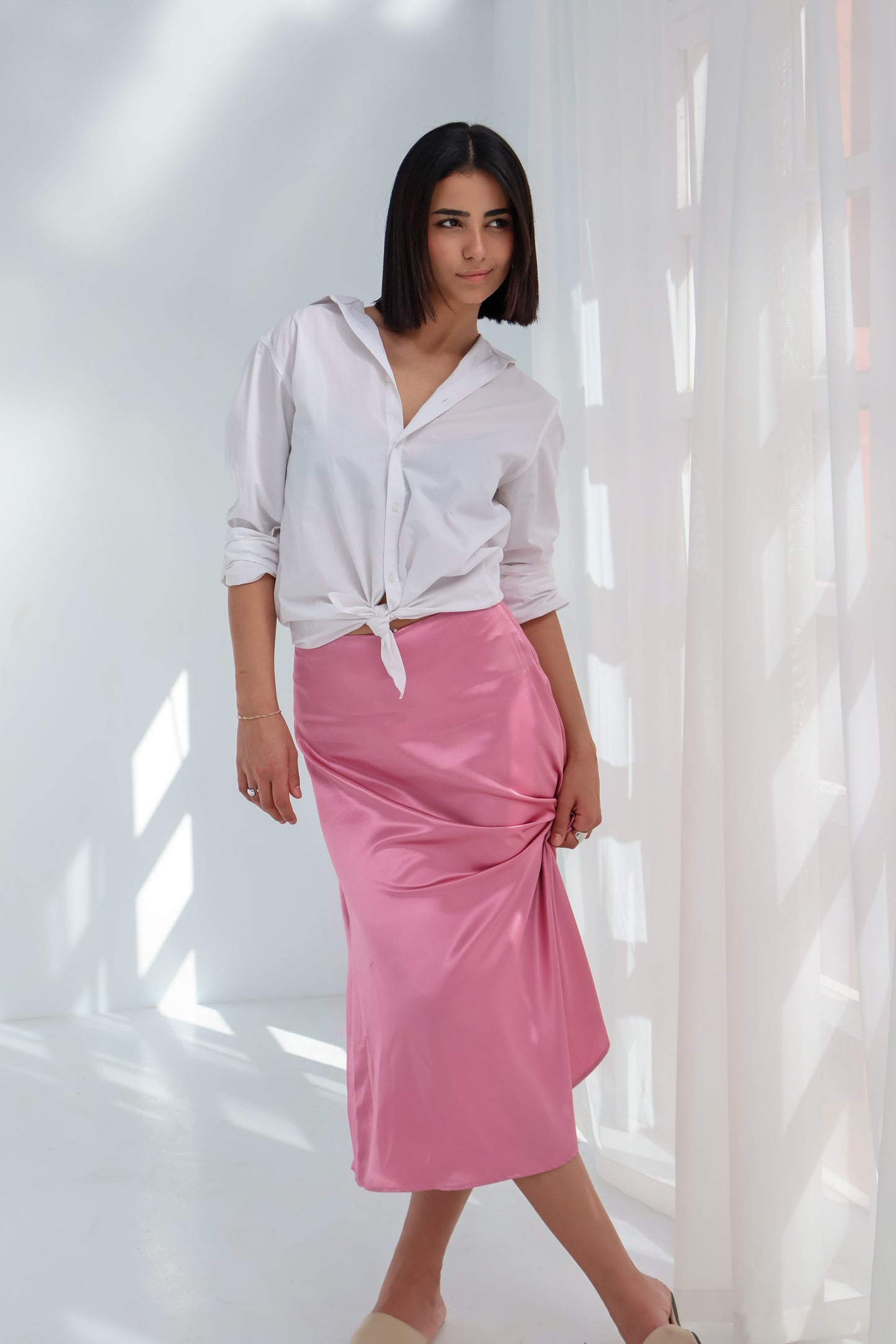 Pink Satin Skirt
