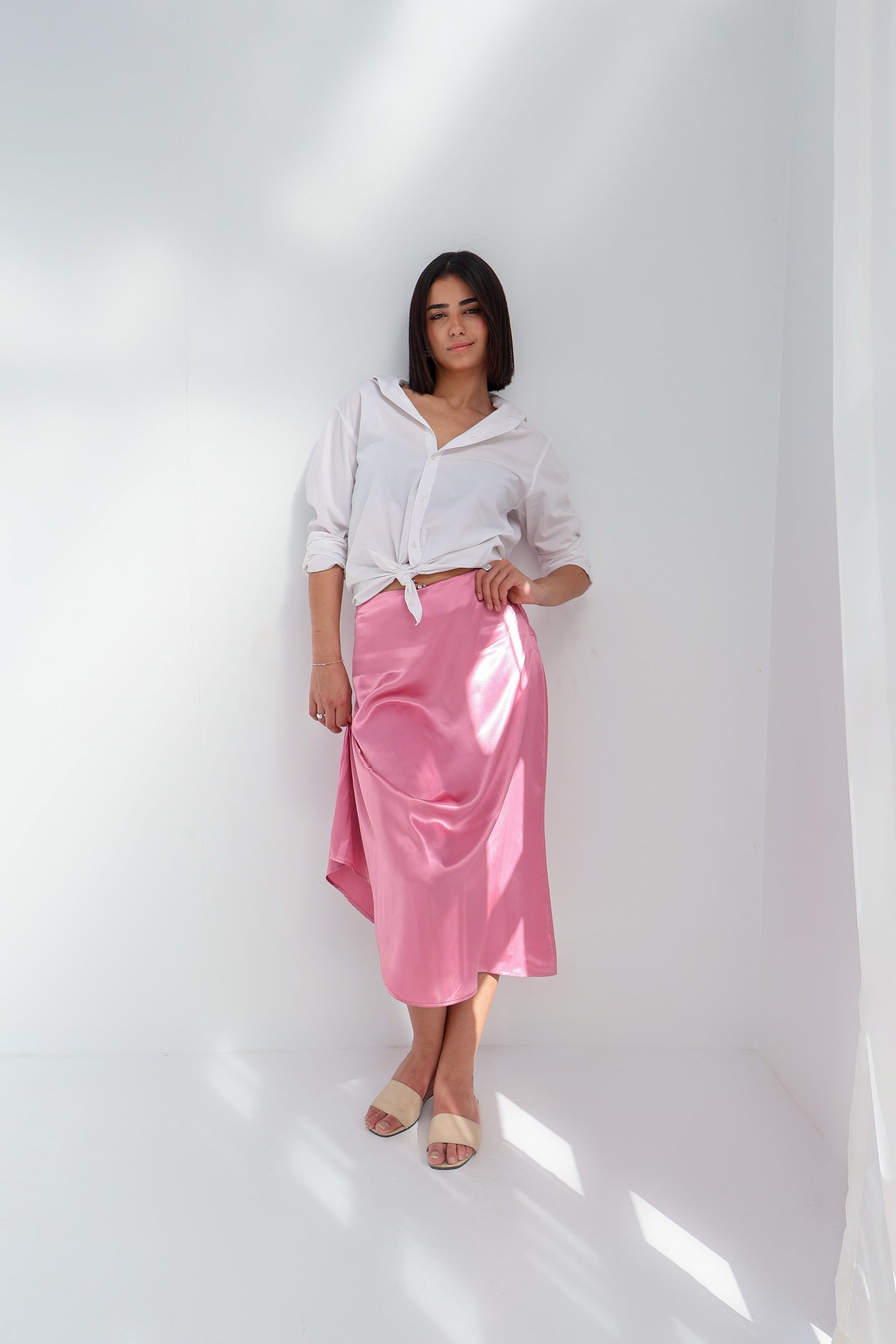 Pink Satin Skirt