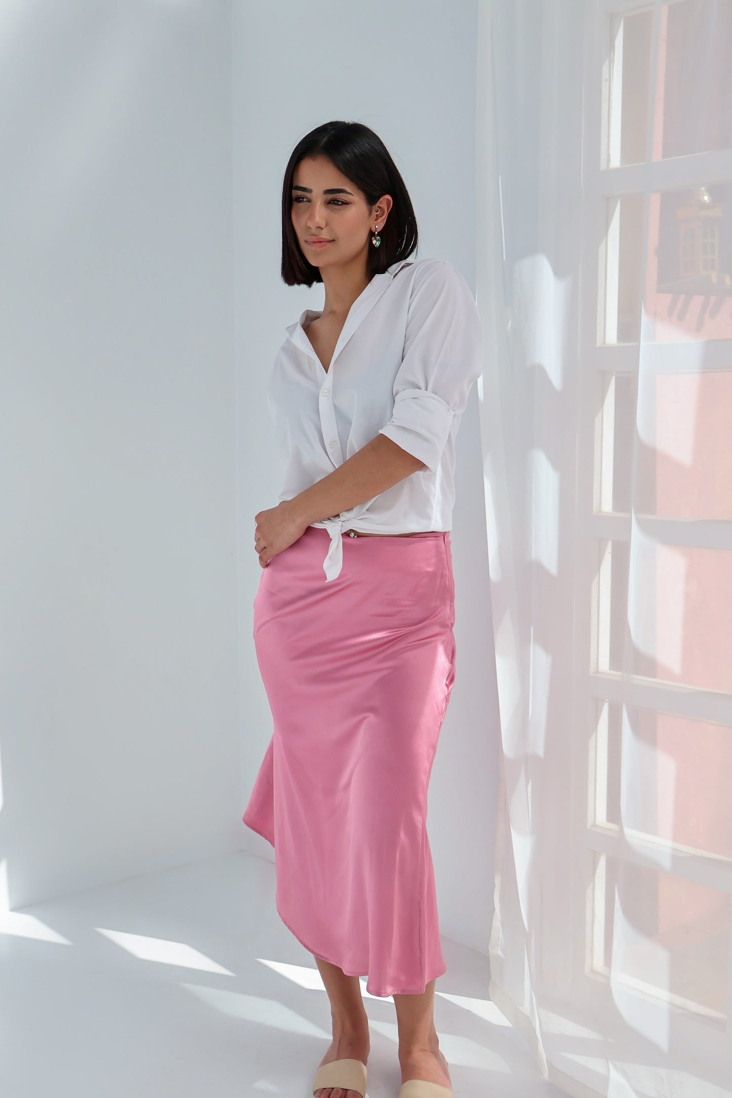 Pink Satin Skirt