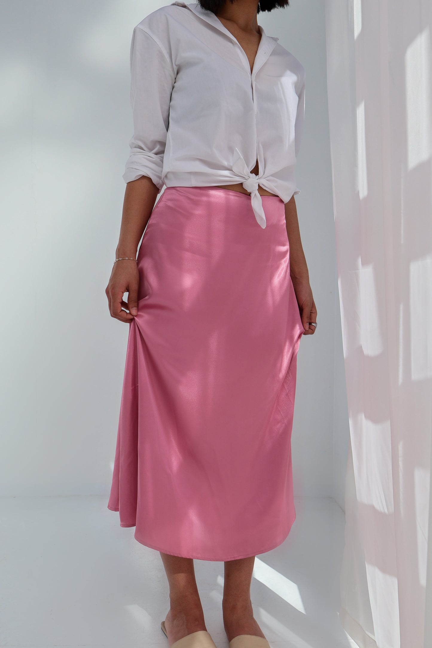 Pink Satin Skirt