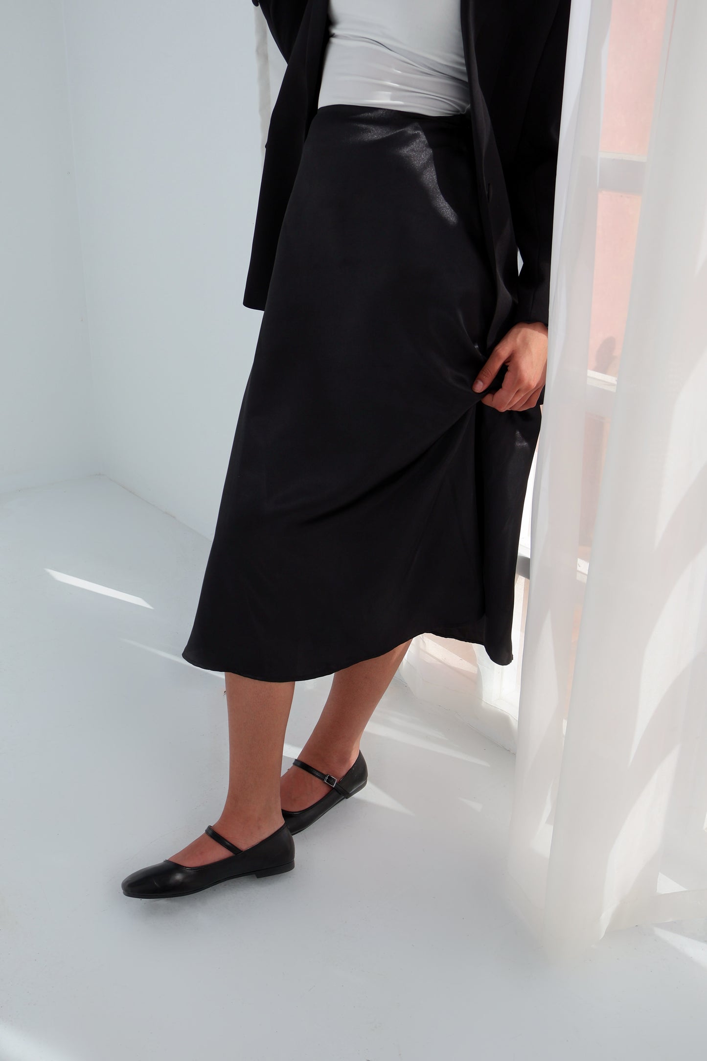 Black Satin Skirt
