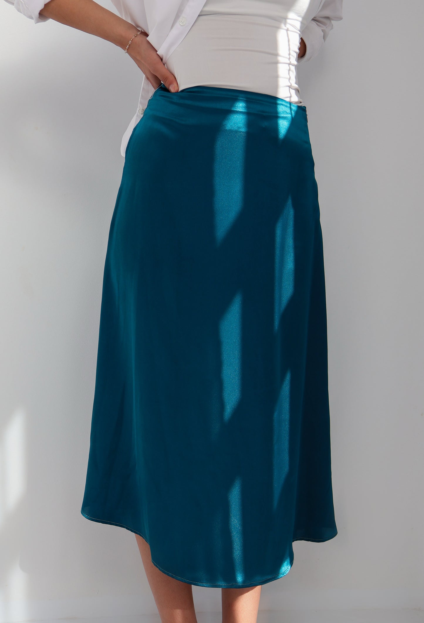 Teal Satin Skirt