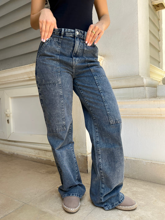 Dark Blue Cargo jeans - PAVO Egypt