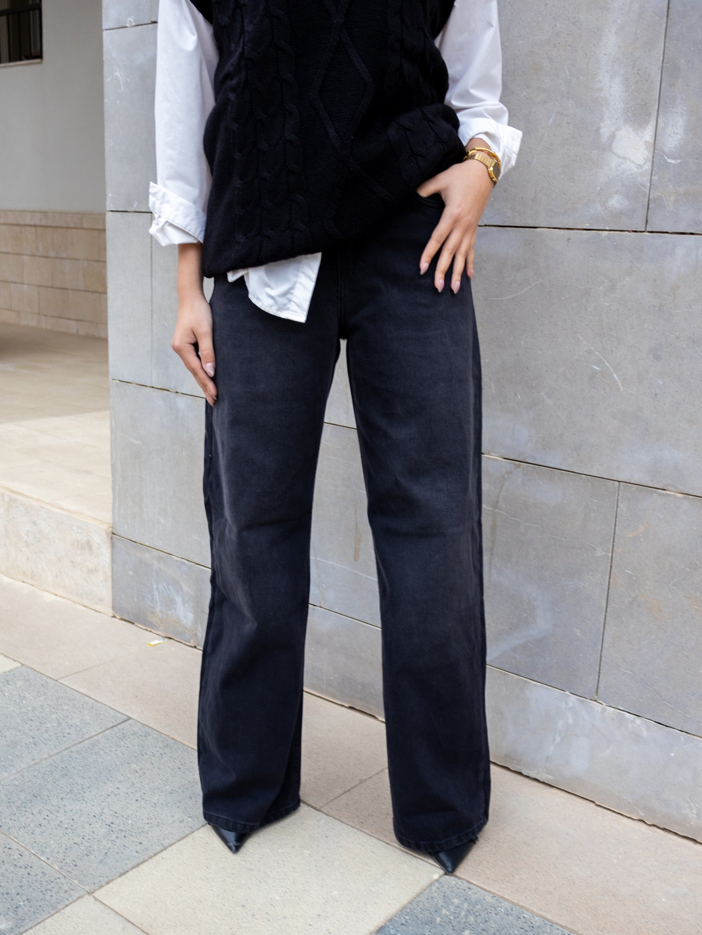 Grey Wide Leg jeans