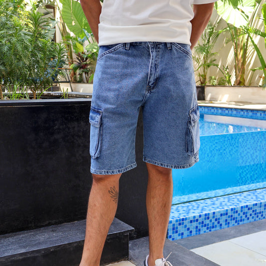 Blue Men Denim Shorts - PAVO Egypt