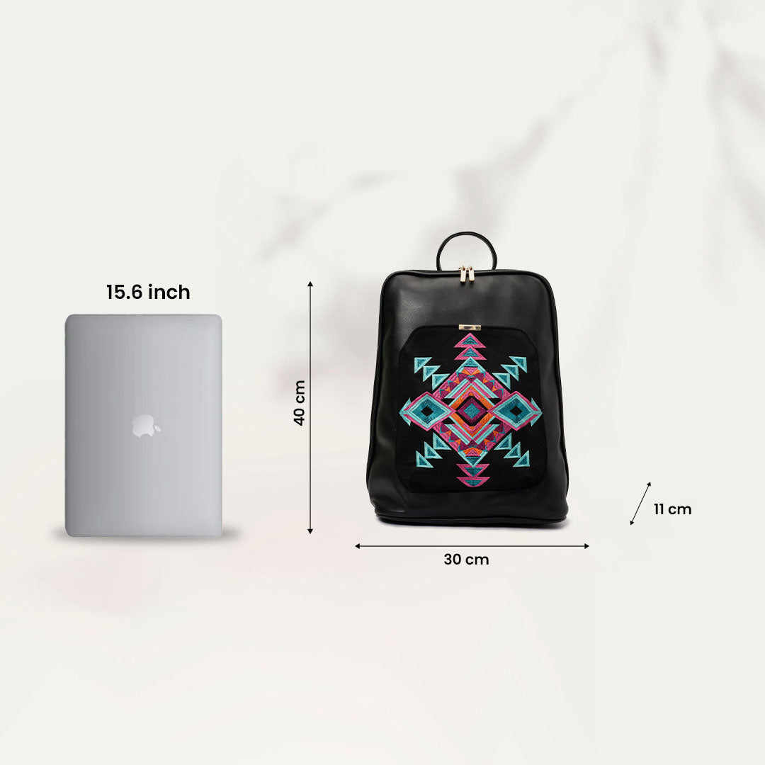 Laptop Black with Black embroideries fabric Backpack/Cross pavoegypt