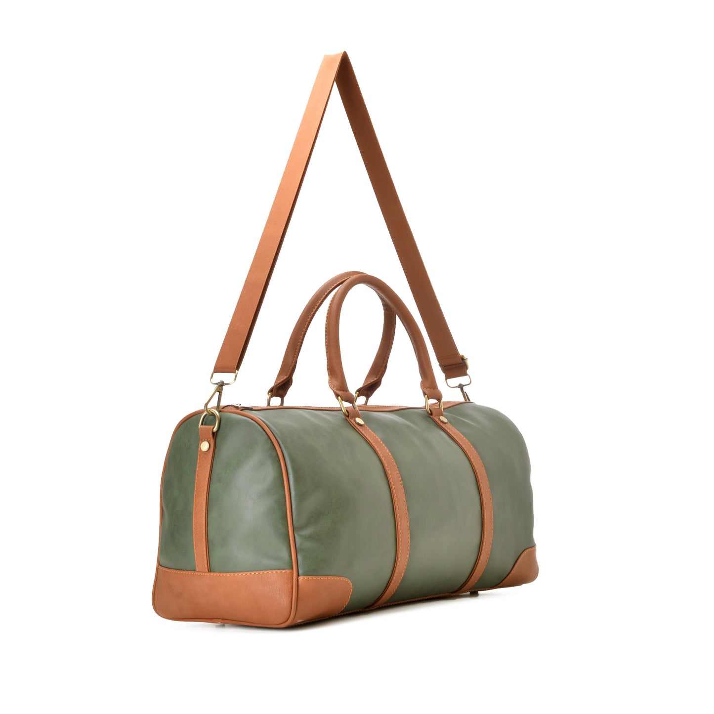 Duffle Bag Leather pine green and brown