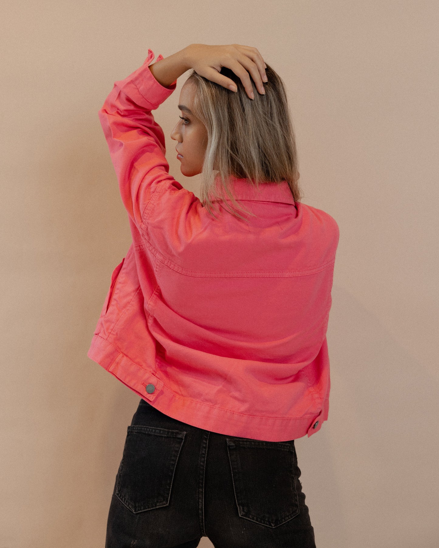 Oversized Pink Denim Jacket - Code 558 PAVO Egypt