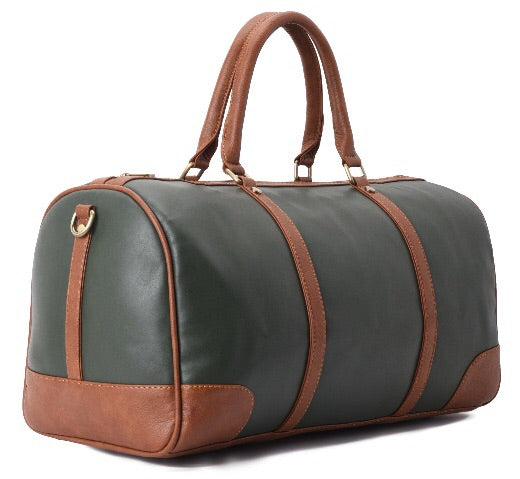 Duffle Bag Leather pine green and brown