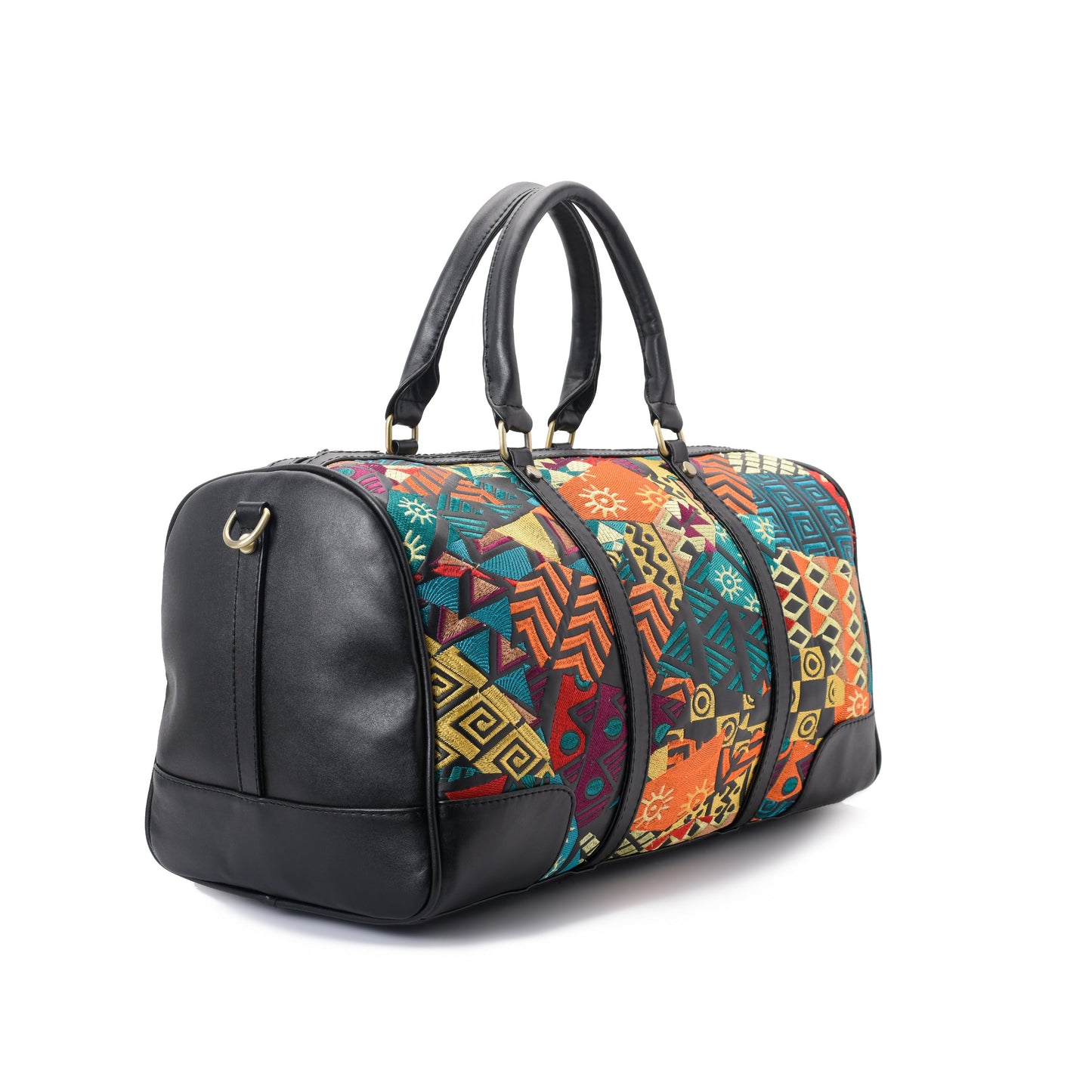 Duffle Bag Leather African with multi colored Bypavo