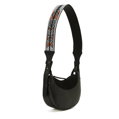 Handbag Black with embroidered Handle