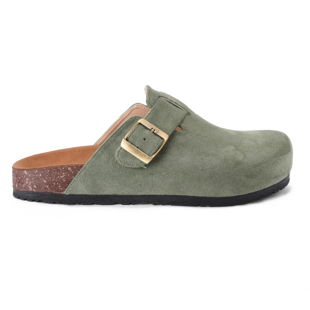 Olive suede Mule - PAVO Egypt