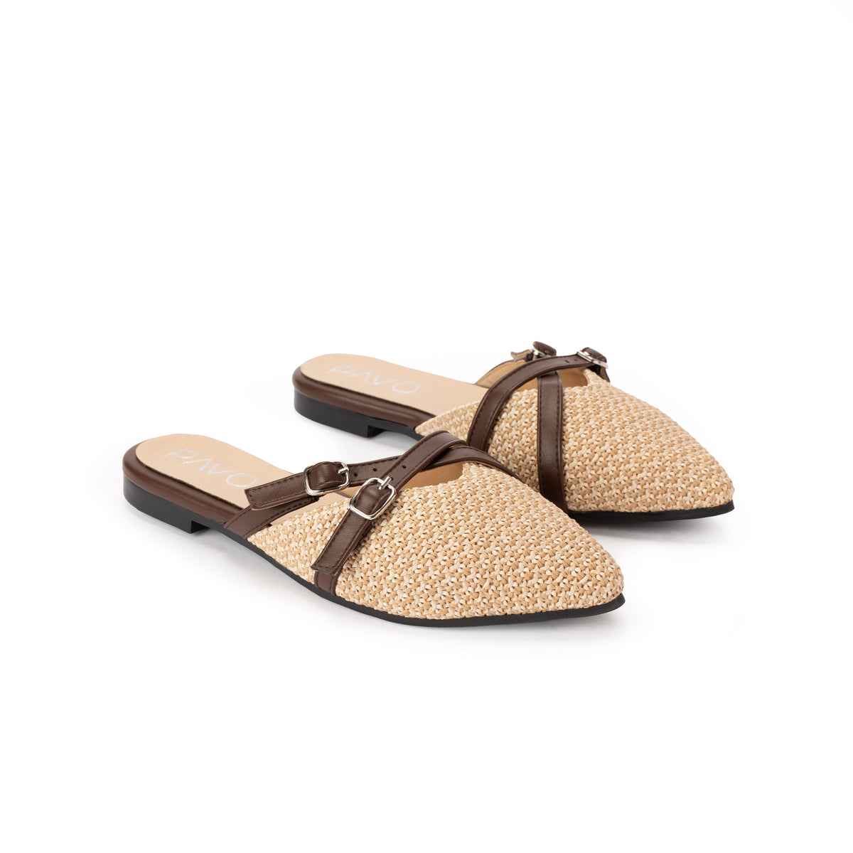 Brown Raffia Mule