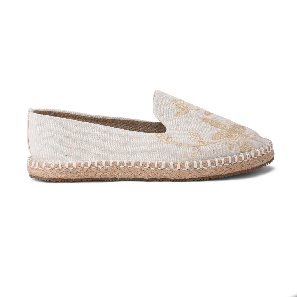 Beige Floral Espadrilles - PAVO Egypt