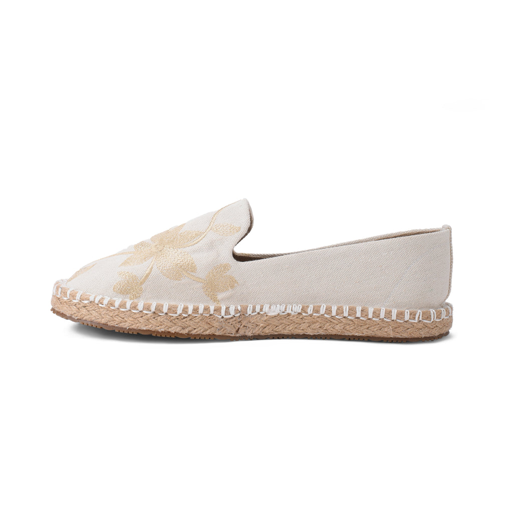 Beige Floral Espadrilles - PAVO Egypt