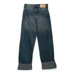 Blue Fold Straight Jeans