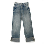 Acid Blue Fold Straight Jeans