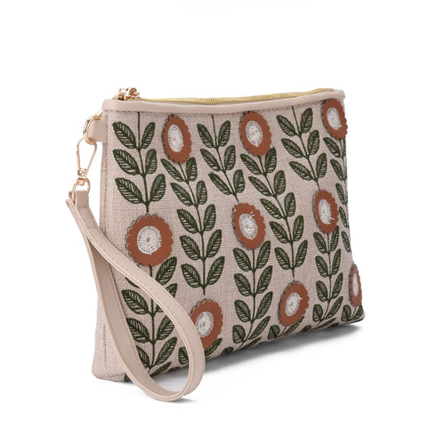 Beige floral Clutch - PAVO Egypt