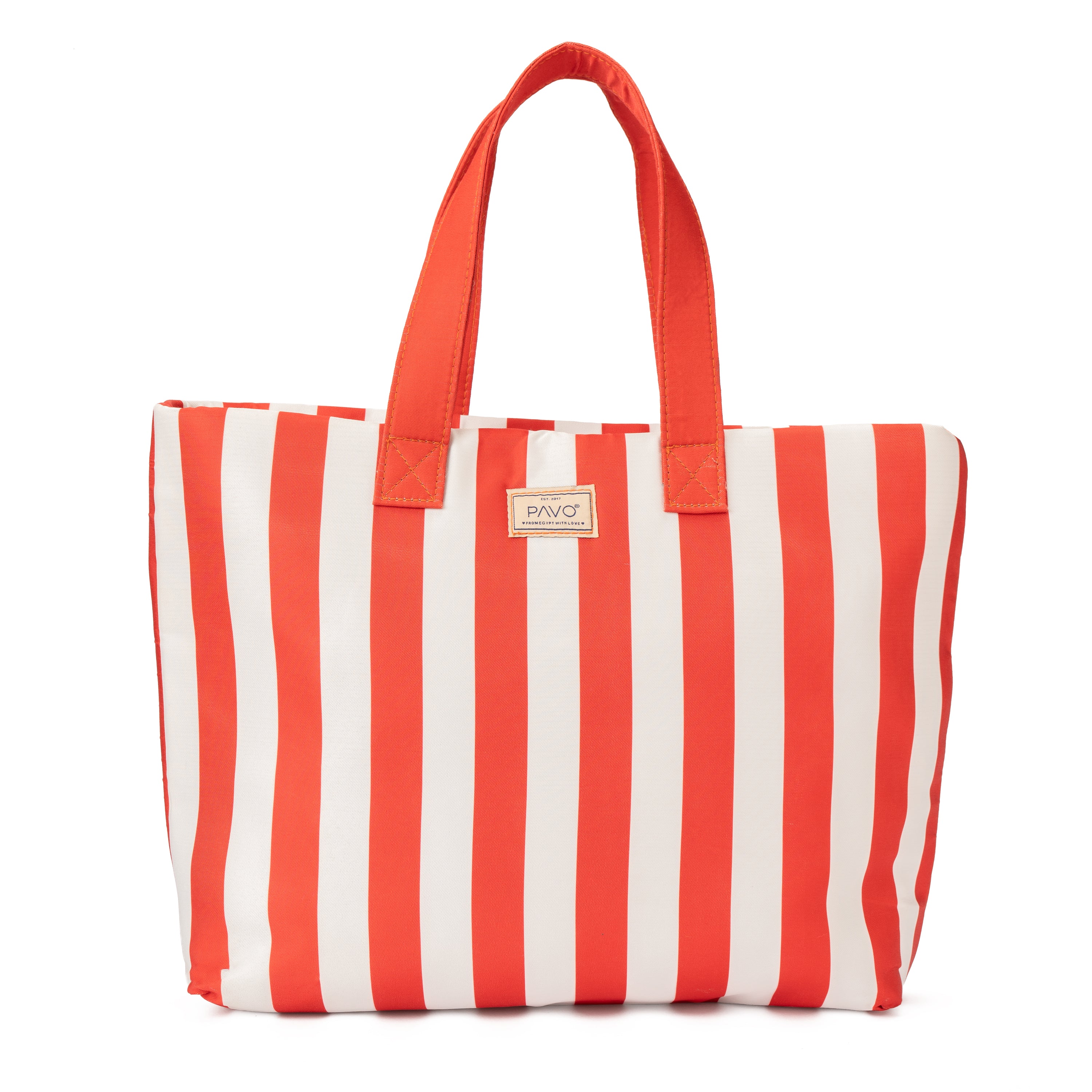 Striped Red Tote Handbag