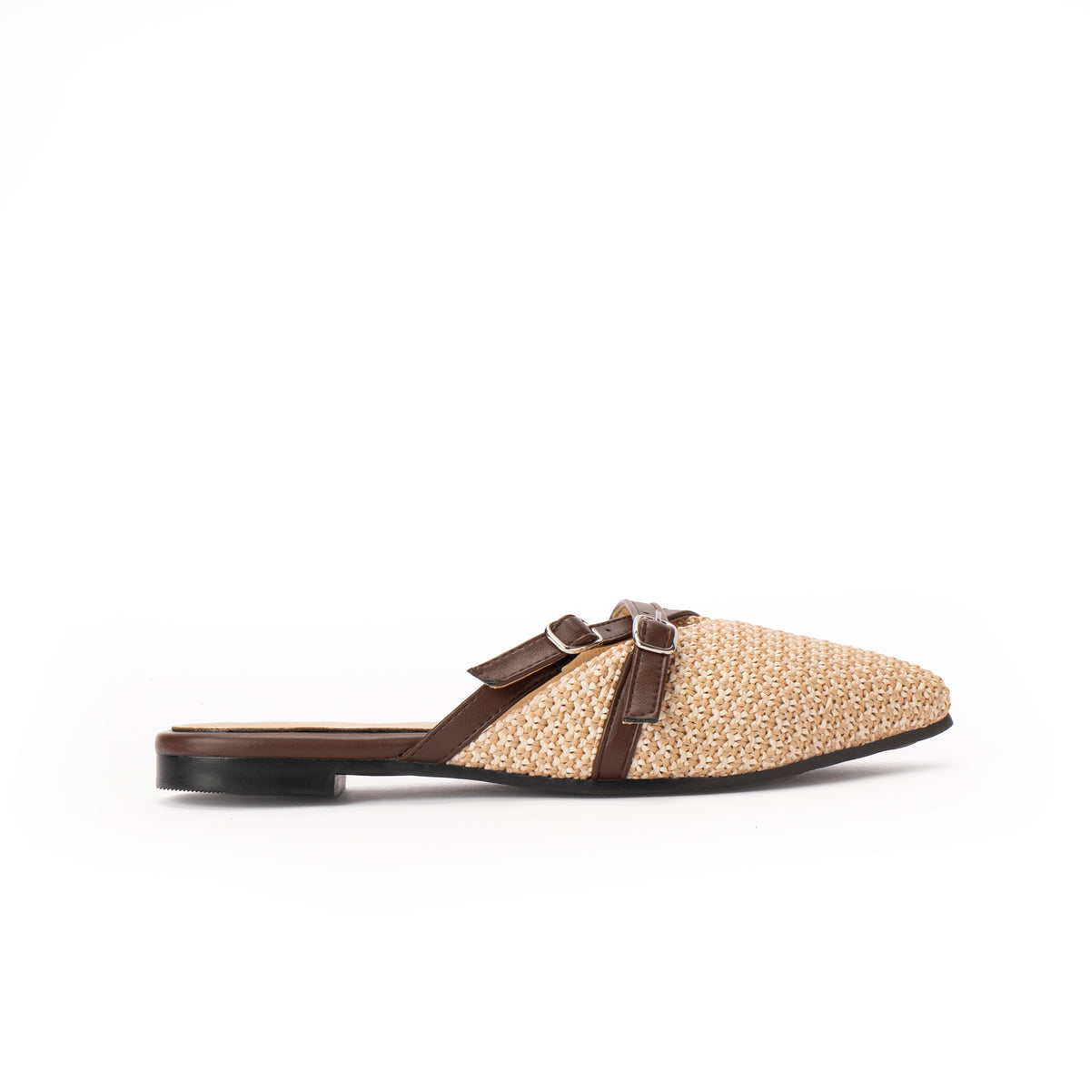Brown Raffia Mule