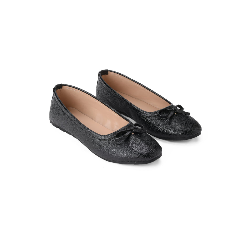 Black metallic Ballerina shoes - PAVO Egypt