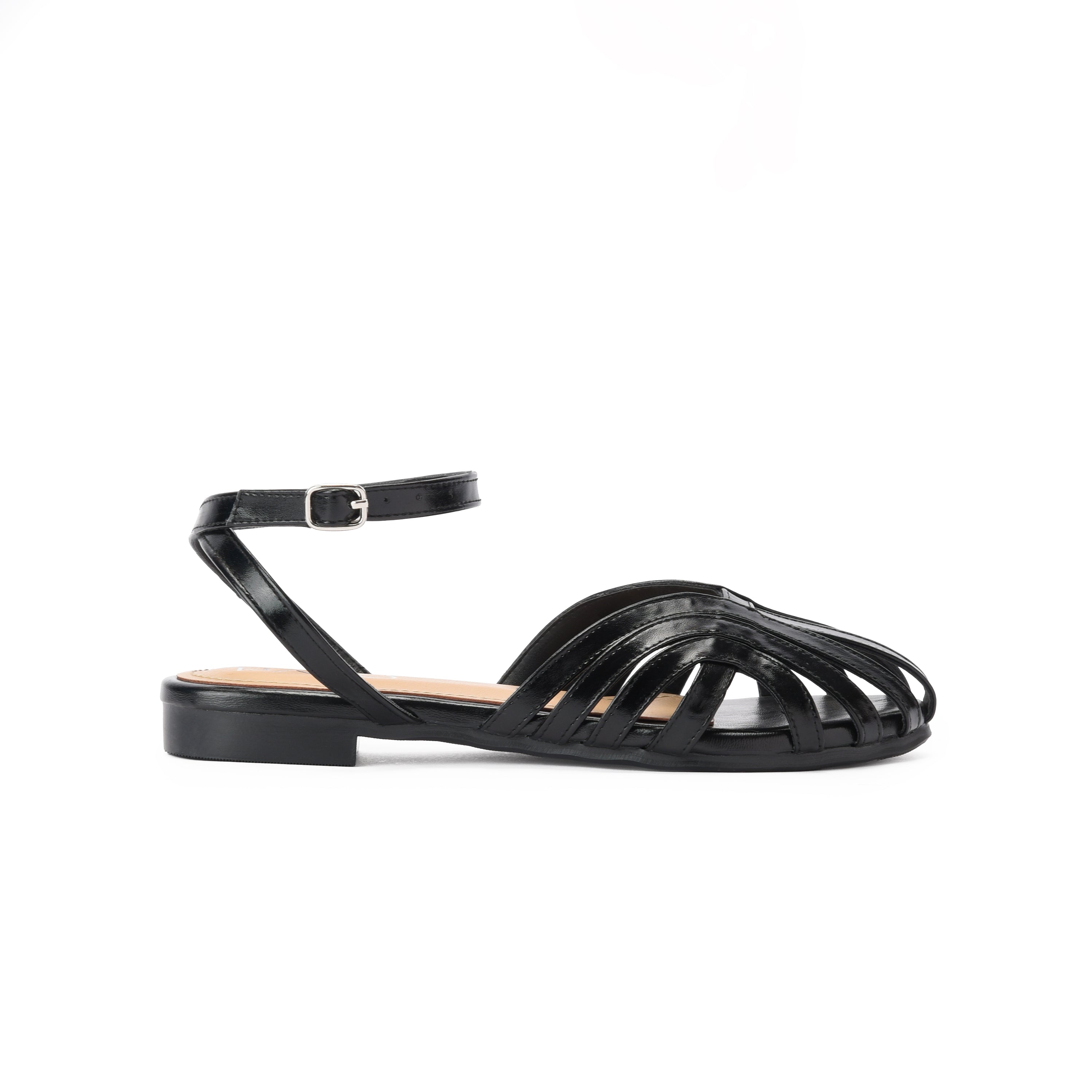 Black metallic Cage Sandal
