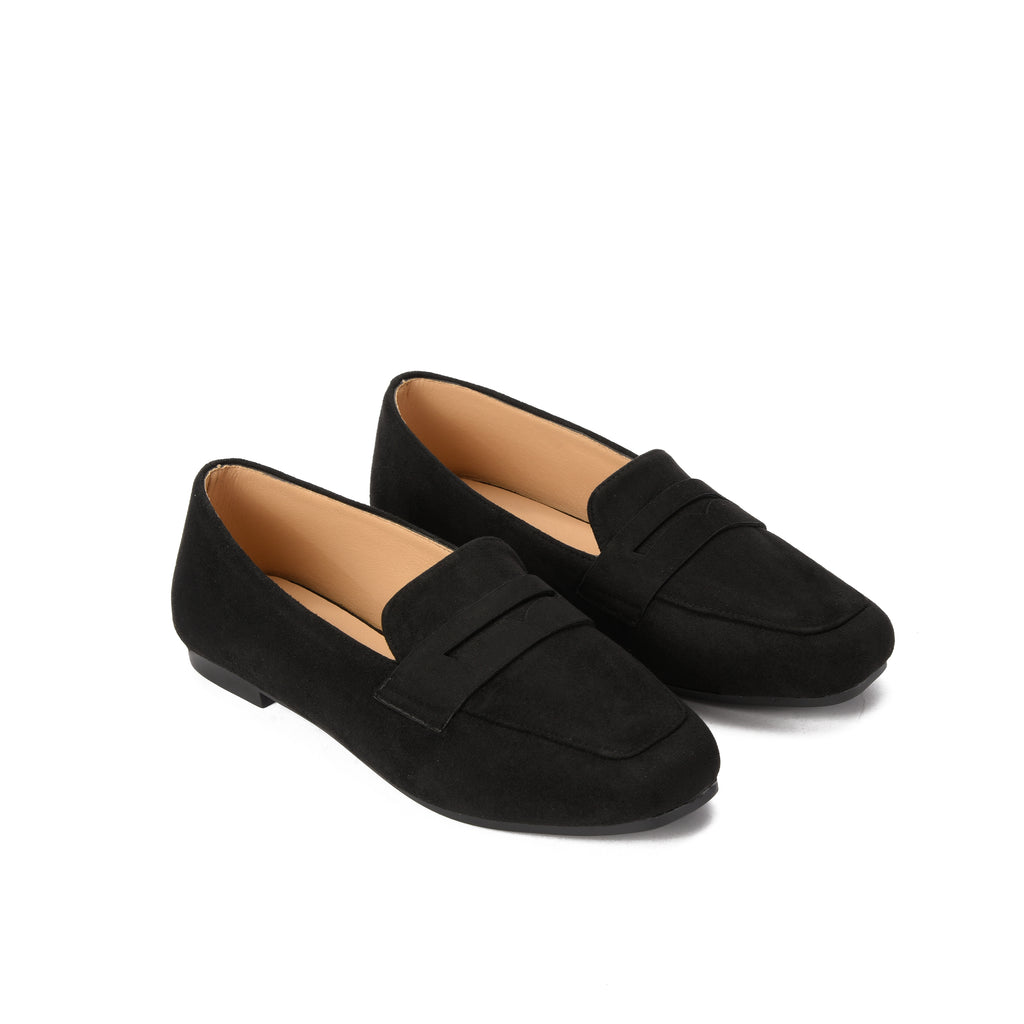 Black suede loafer