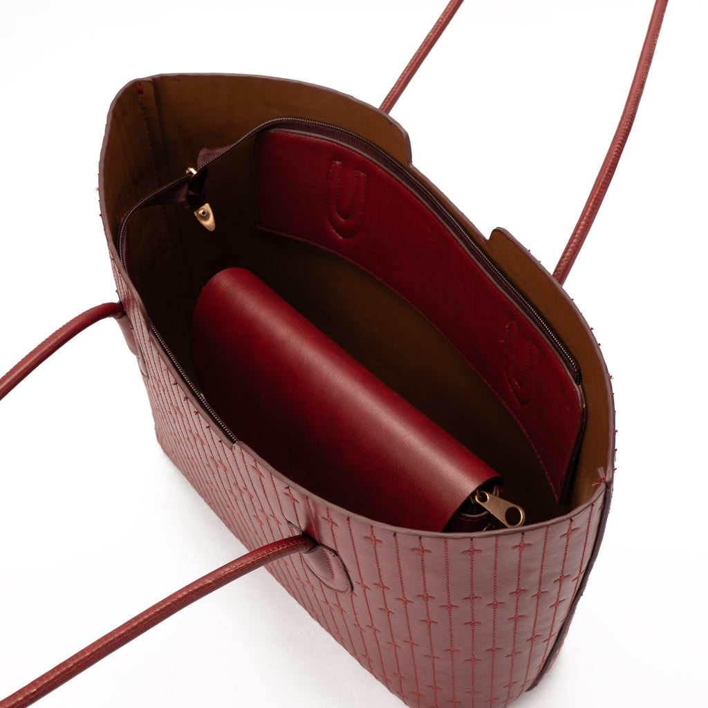 Burgundy Velvet ToteHandbag