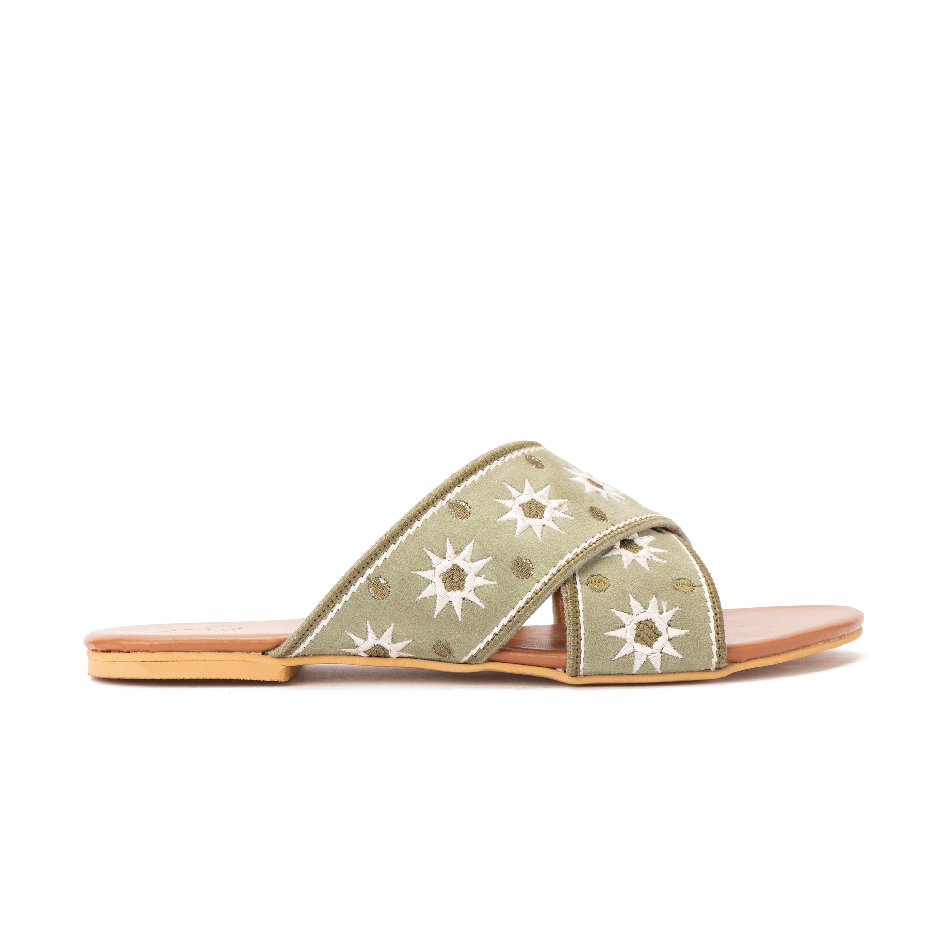 Olive Cross slippers