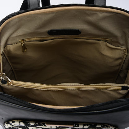 Laptop Black with Matrix embroideries fabric Backpack/Cross