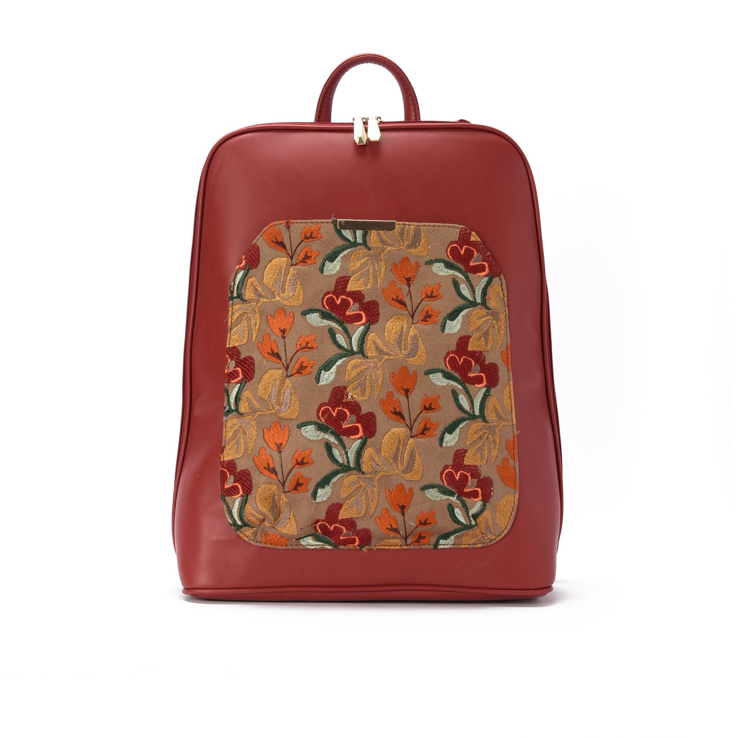 Laptop Burgundy with Amber embroideries fabric Backpack/Cross