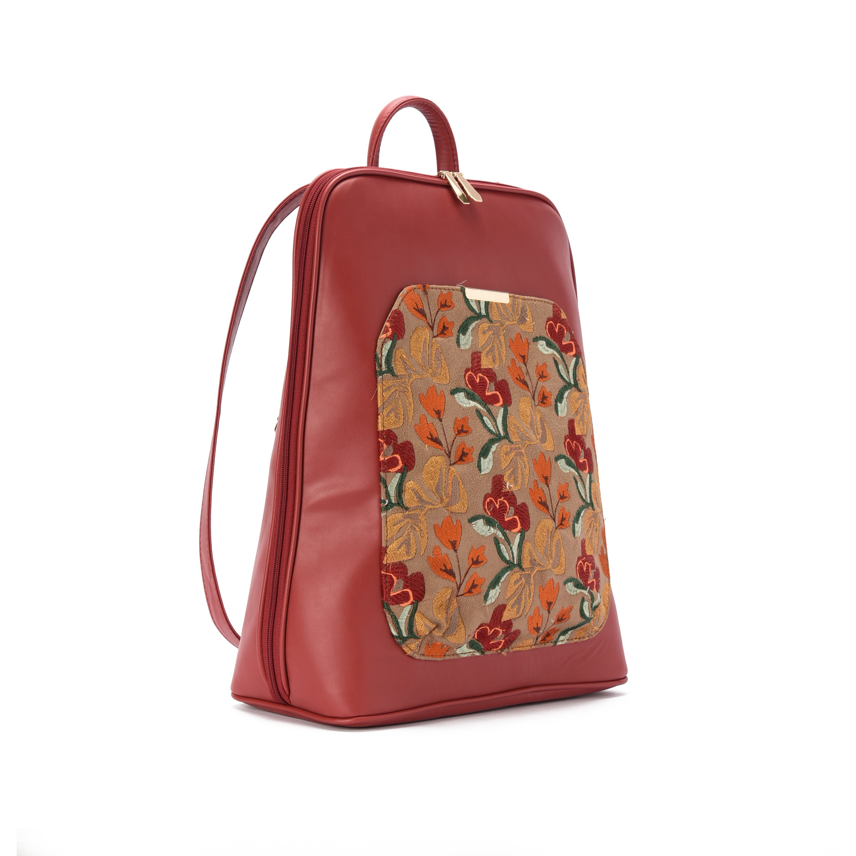 Laptop Burgundy with Amber embroideries fabric Backpack/Cross