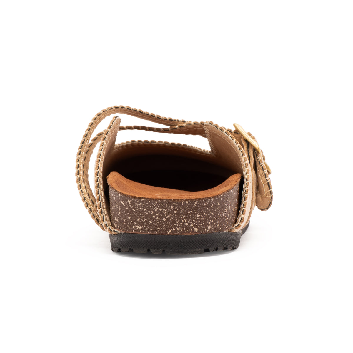 Beige Double Buckle Mule