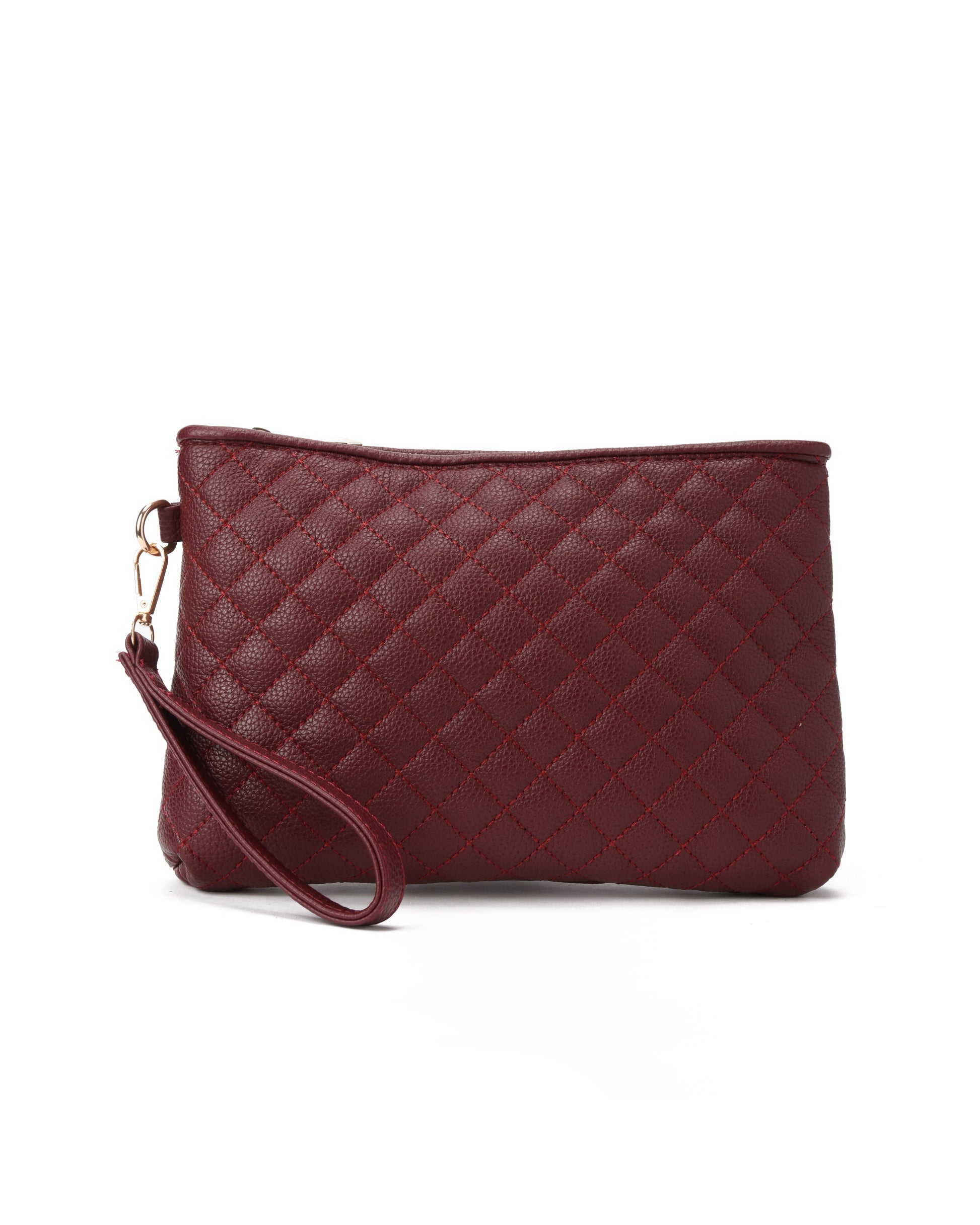 Burgundy Quilted Clutch pavoegypt